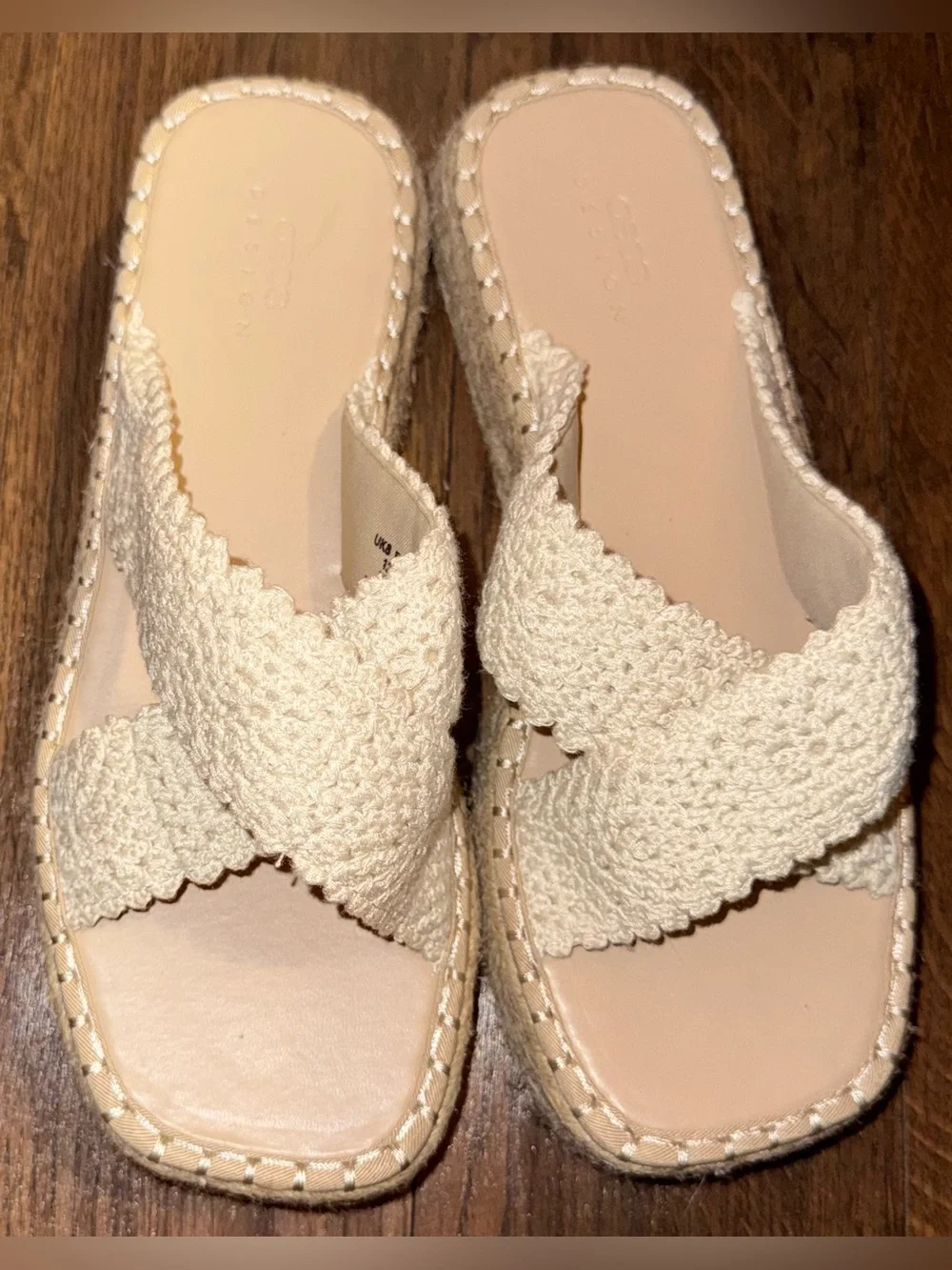 ASOS Jazlyn Wide Fit Flatform Mules Beige Size 10